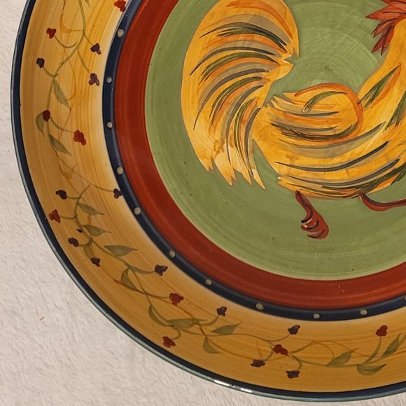 222 Fifth Rooster  Large Serving Bowl approx 13" X 3'" - Picture 4 of 9